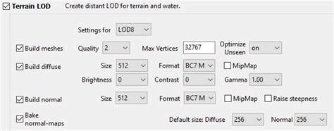Select <b>Terrain</b> <b>LOD</b> only. . Xlodgen terrain lod settings